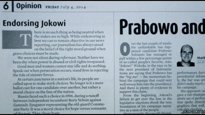 Harian The Jakarta Post Resmi Dukung Jokowi Jk