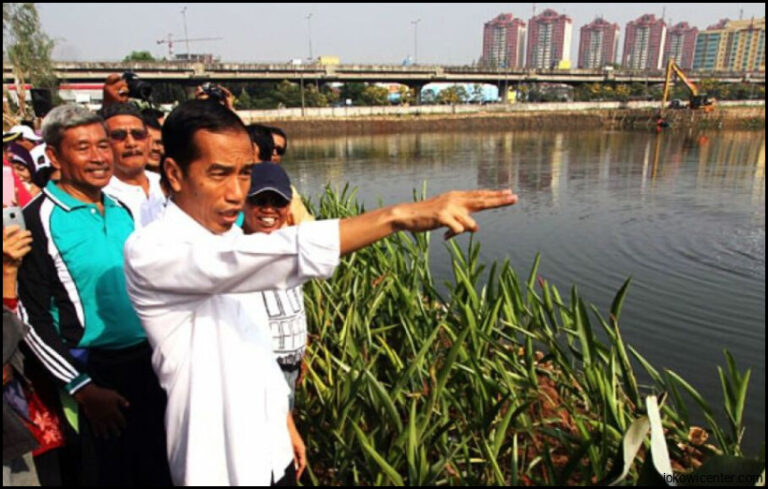 Jokowi Tersenyum Puas Lihat Waduk Tomang Barat