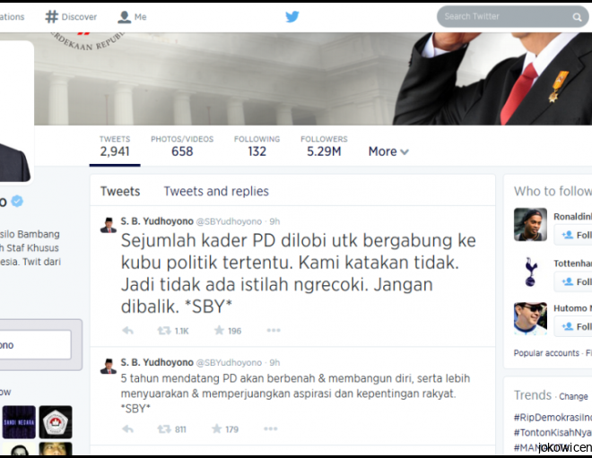 Pak Jokowi Follow Akun Twitter Sby Enggak